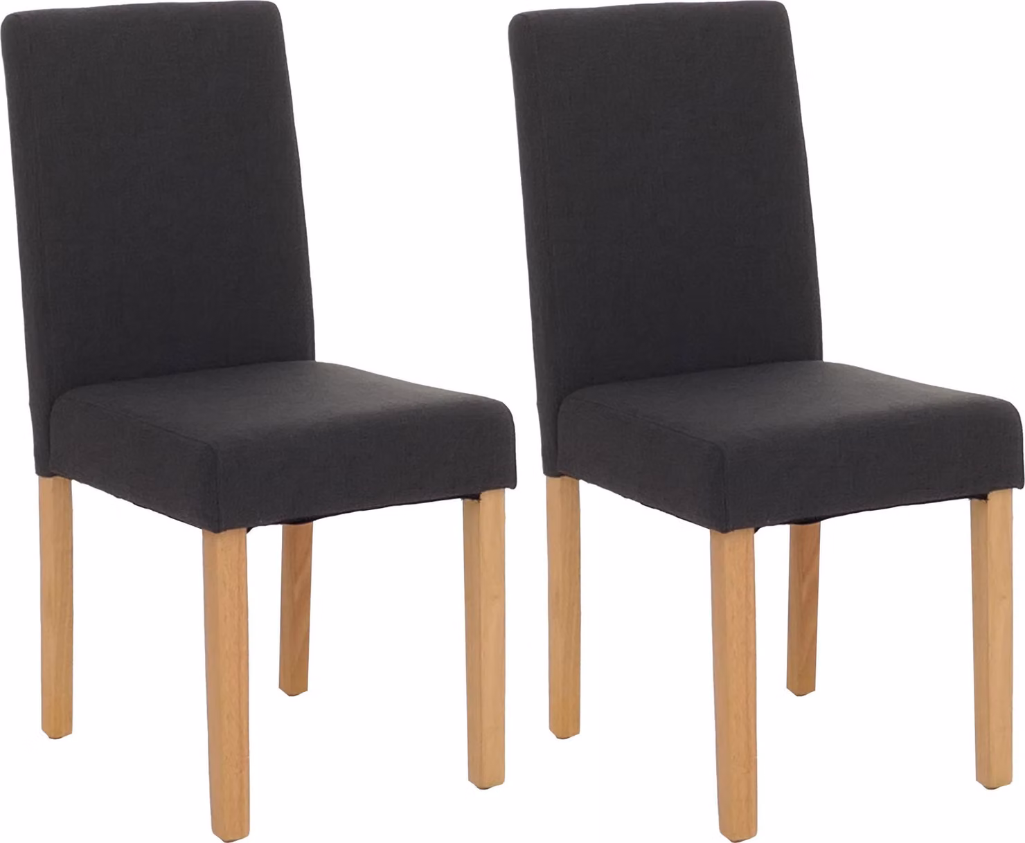 Set di 2 sedie da sala da pranzo Sedie da cucina classiche e intramontabili | A x L x P 90 x 43 x 56 cm | Altezza seduta 45 cm | Tessuto | Gambe chiare | Nero