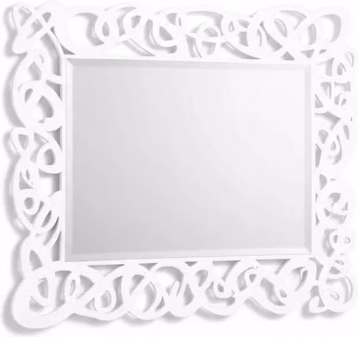Specchiera rettangolare sagomata legno shabby bianco 115x88x1 - Mobili 2G