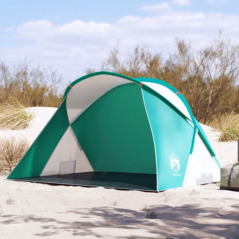 vidaXL Tenda da Spiaggia Pop-Up per 2 Persone, Verde Mare, Impermeabile in Poliestere, L/P/H: 225 x 115 x 70 cm