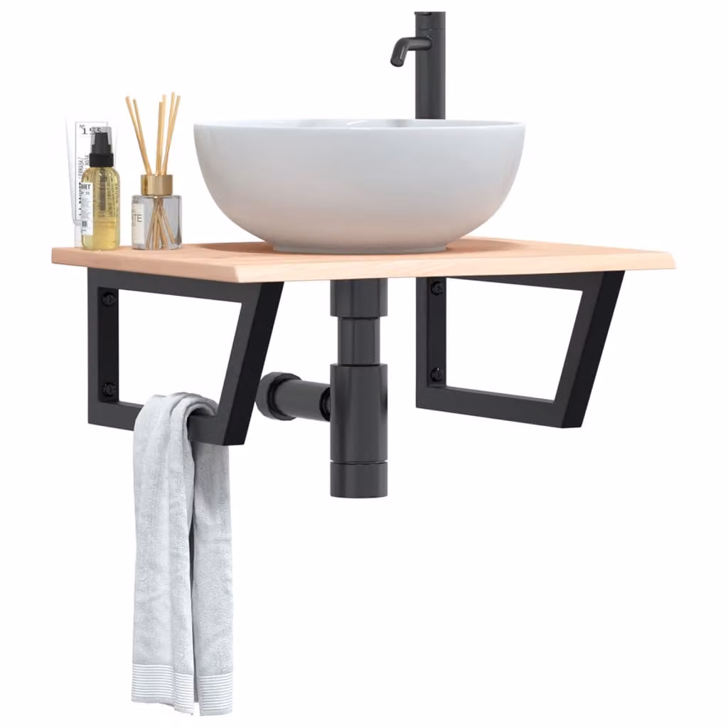 vidaXL Ripiano a Parete per Lavabo in Rovere e Metallo Nero e Marrone