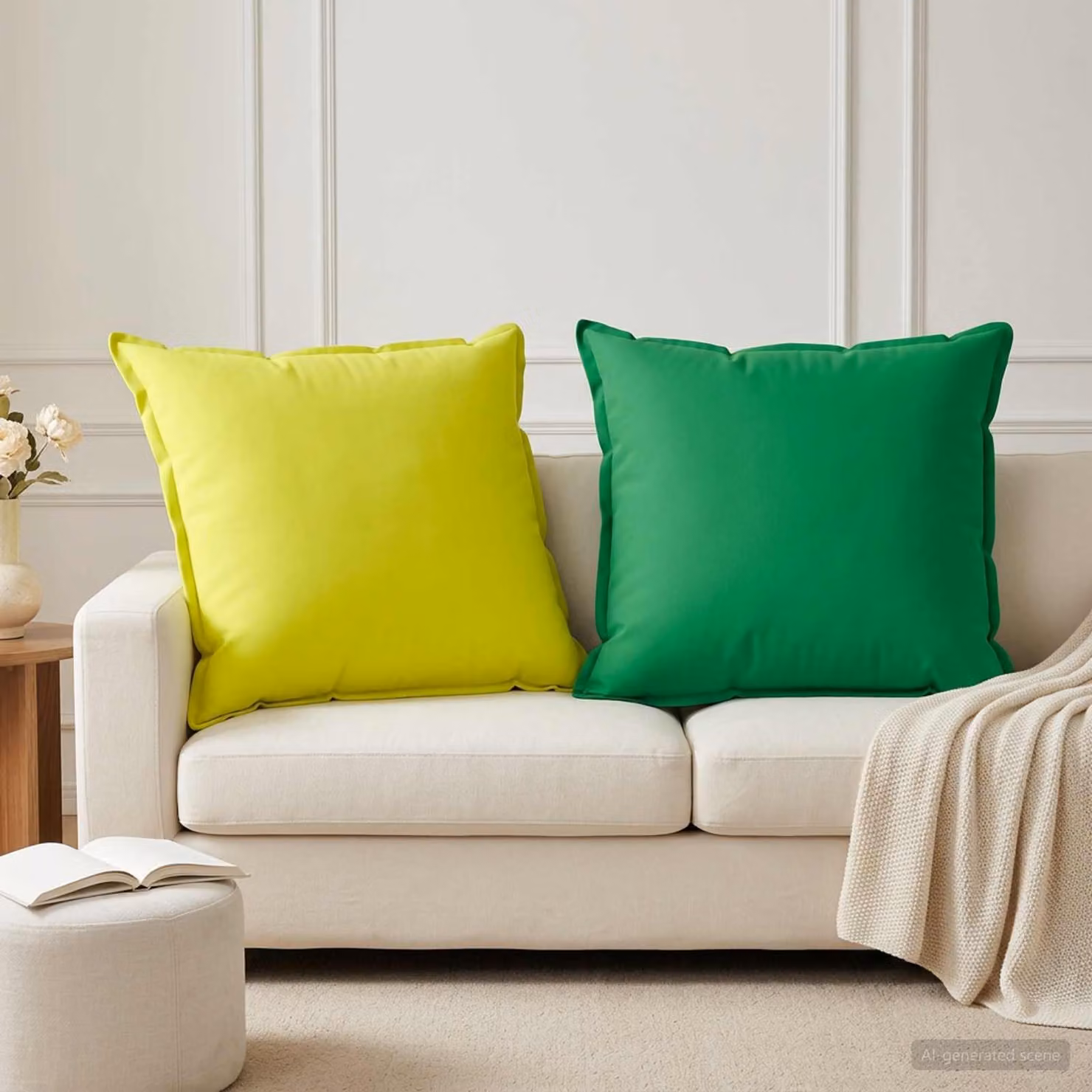 Set di 2 federe vidaXL HOUTEN verdi, poliestere, 70 x 70 cm