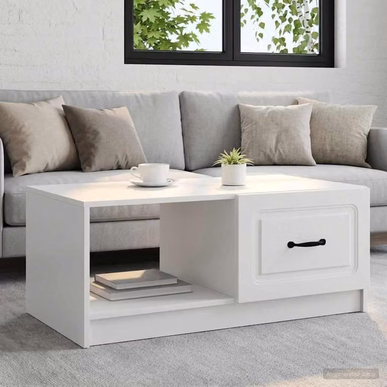Maison Exclusive - Tavolino bianco, dimensioni 90 x 50 x 37 cm, realizzato in materiale composito di legno