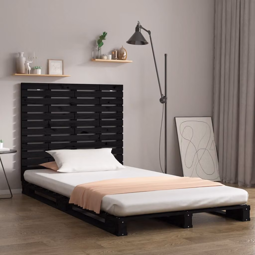 Testiera da parete vidaXL in legno massello di pino nero, L: 106 cm, P: 3 cm, H: 91,5 cm
