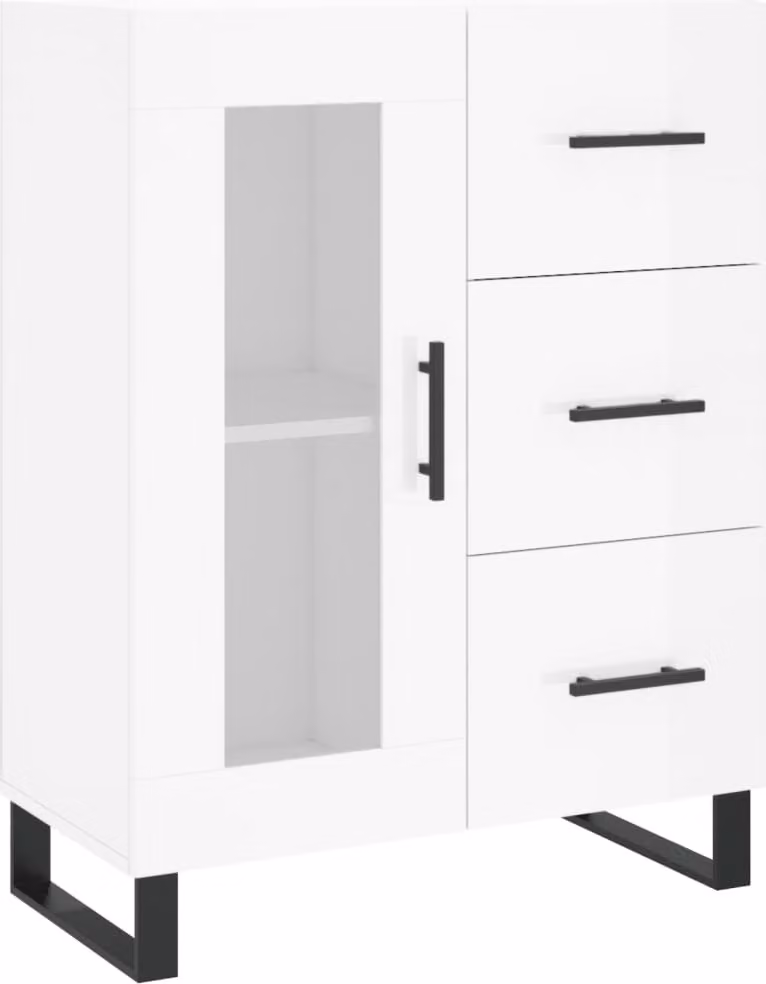 Credenza 69,5x34x90 cm in Legno Multistrato Bianco Lucido