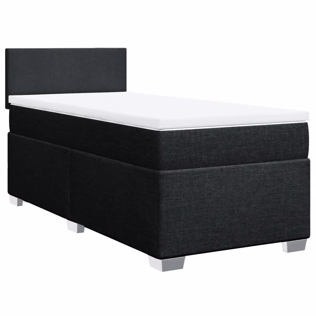 Letto Ibrido vidaXL con Giroletto a Molle e Materasso in Tessuto Nero e Bianco L/P: 90 x 200 cm – 2