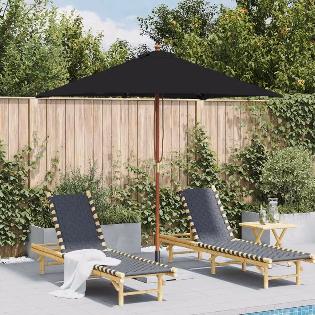 Maison Exclusive - Ombrellone con palo in legno nero 150x200 cm