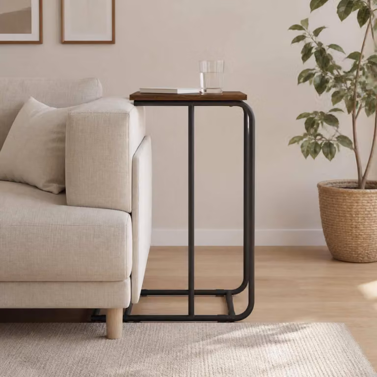 vidaXL Tavolo laterale moderno in legno e metallo marrone L/P/H: 40 x 31 x 55 cm