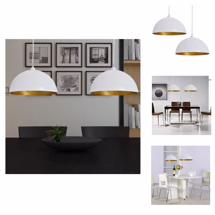 vidaXL Plafoniera 2 pz. Emisferica regolabile in altezza di colore bianco - Lampade
