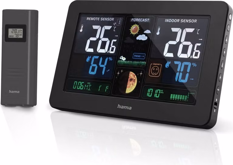 Hama Premium - Nero - Pressione dell'aria interna - Igrometro interno - Termometro interno - Igrometro esterno - Termometro esterno