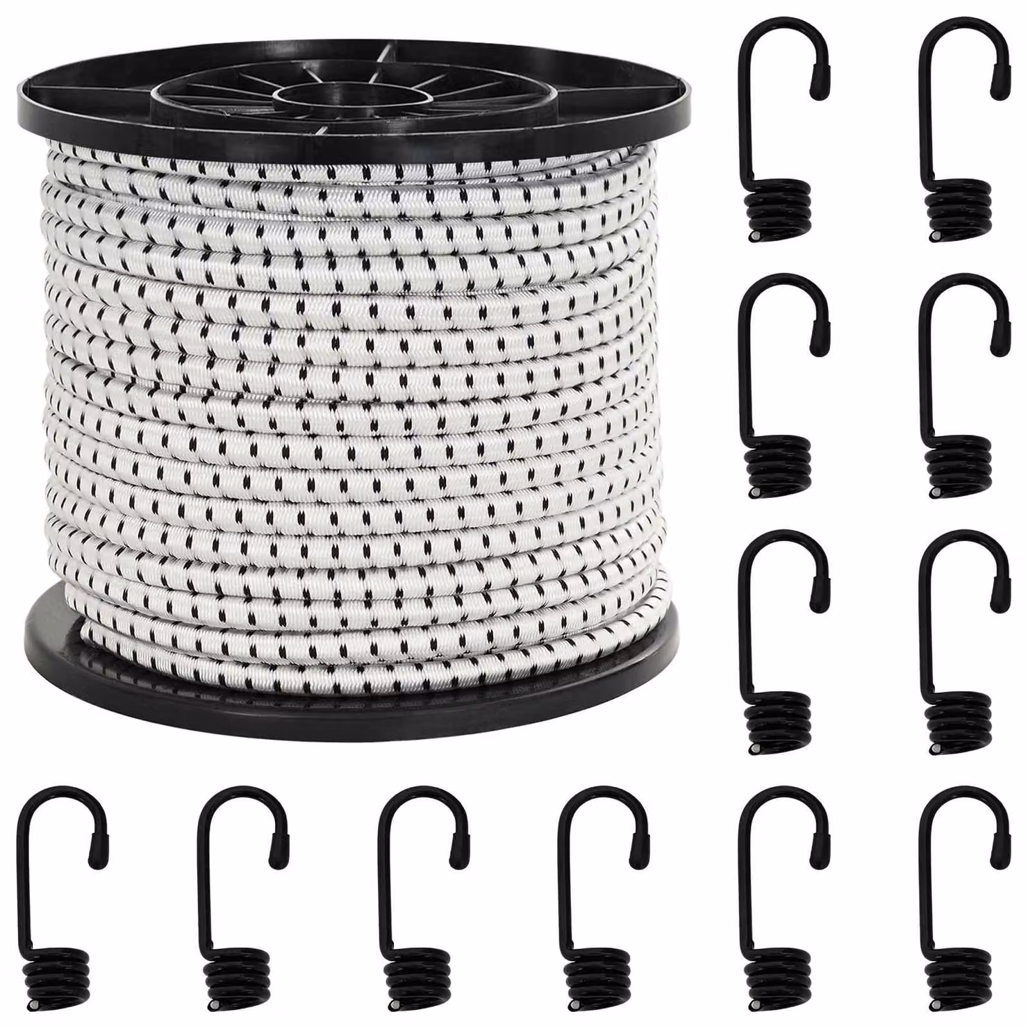 Corde Bungee con Ganci vidaXL in PP e gomma, Diametro: 10 mm, Colore: Nero e Bianco