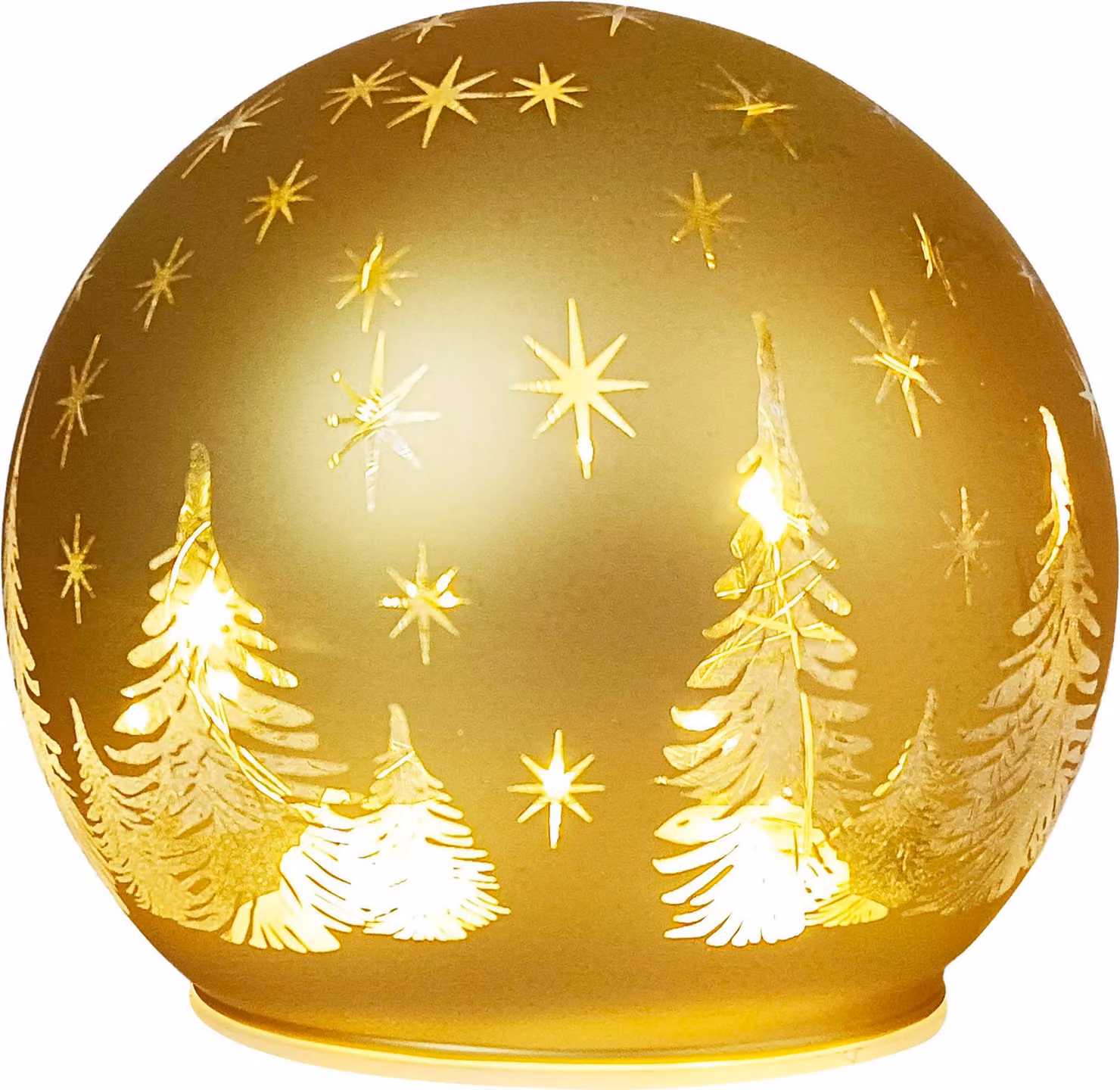 Sfera MagicHome Natale, vetro, dorata, 10xLED bianco caldo, 12x11 cm, 3xAA