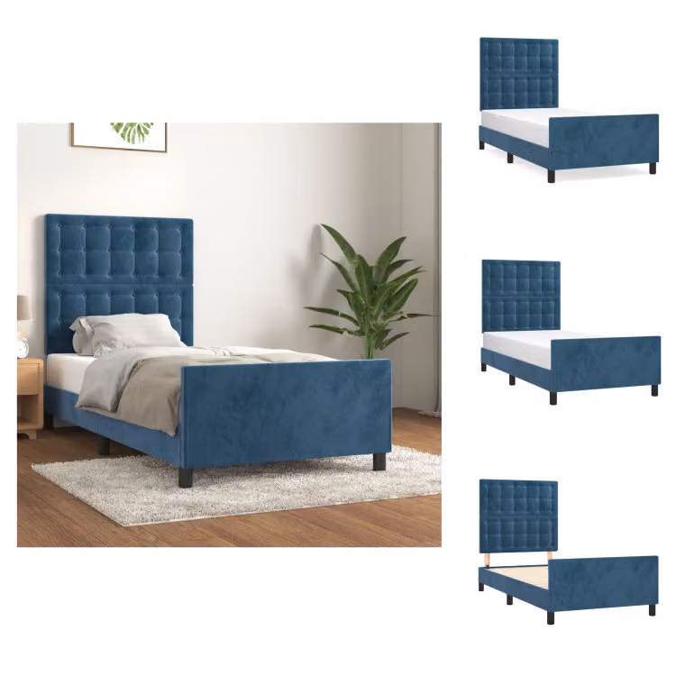 vidaXL Letto con testiera in velluto blu scuro 80x200 cm - Letti & Reti