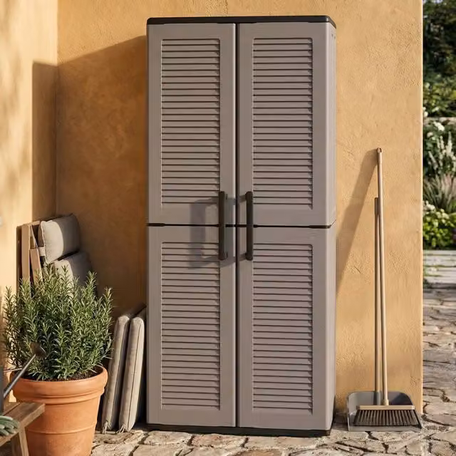 Armadio da esterno DMORA Arabel per giardino e balcone, Grigio, L: 37 cm, P: 68 cm, H: 163 cm