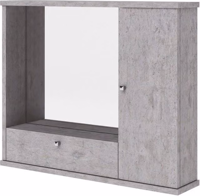 Specchiera da bagno moderna IPERBRIKO con anta ribaltabile in legno MDF grigio cemento H 61 x L 73 x P 14 cm – 1