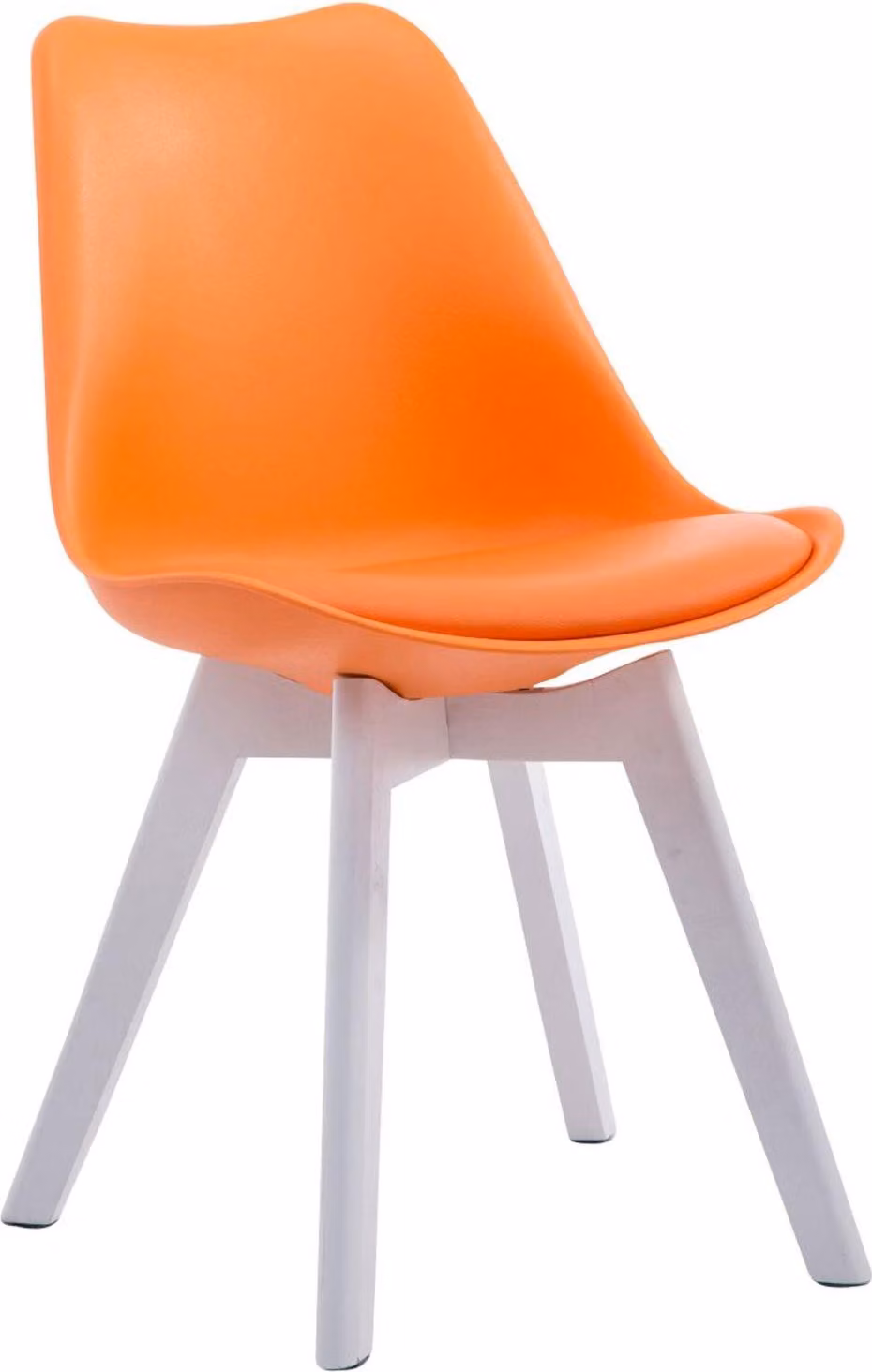 Sedia da pranzo moderna - sedia da pranzo - posizione di seduta confortevole | Colore: arancione | Colore base: bianco