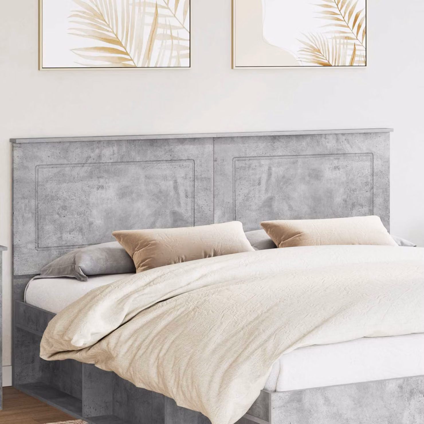 Testiera per letto vidaXL in legno ingegnerizzato, colore grigio cemento, larghezza: 100 cm