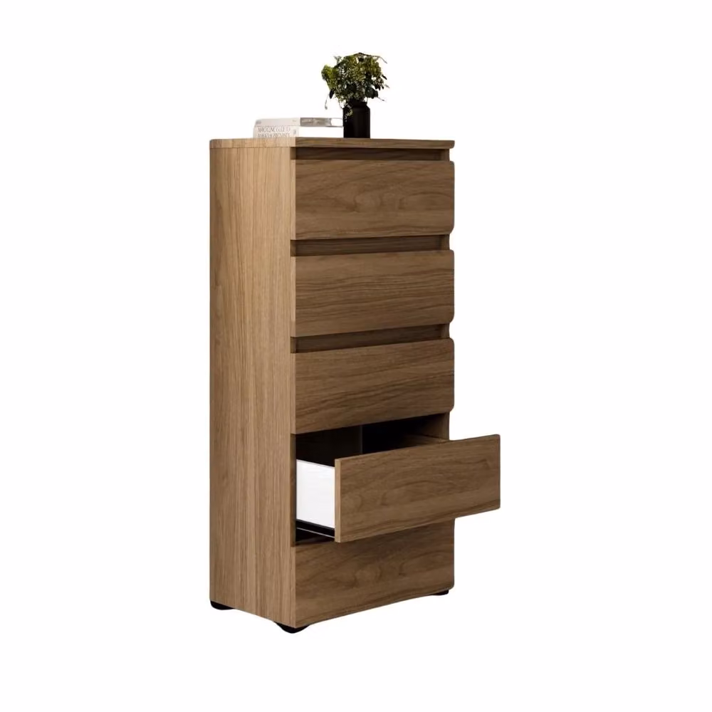 Cassettiera Azурline in noce naturale con 5 cassetti, L: 47 cm, P: 40 cm, H: 127 cm – 2