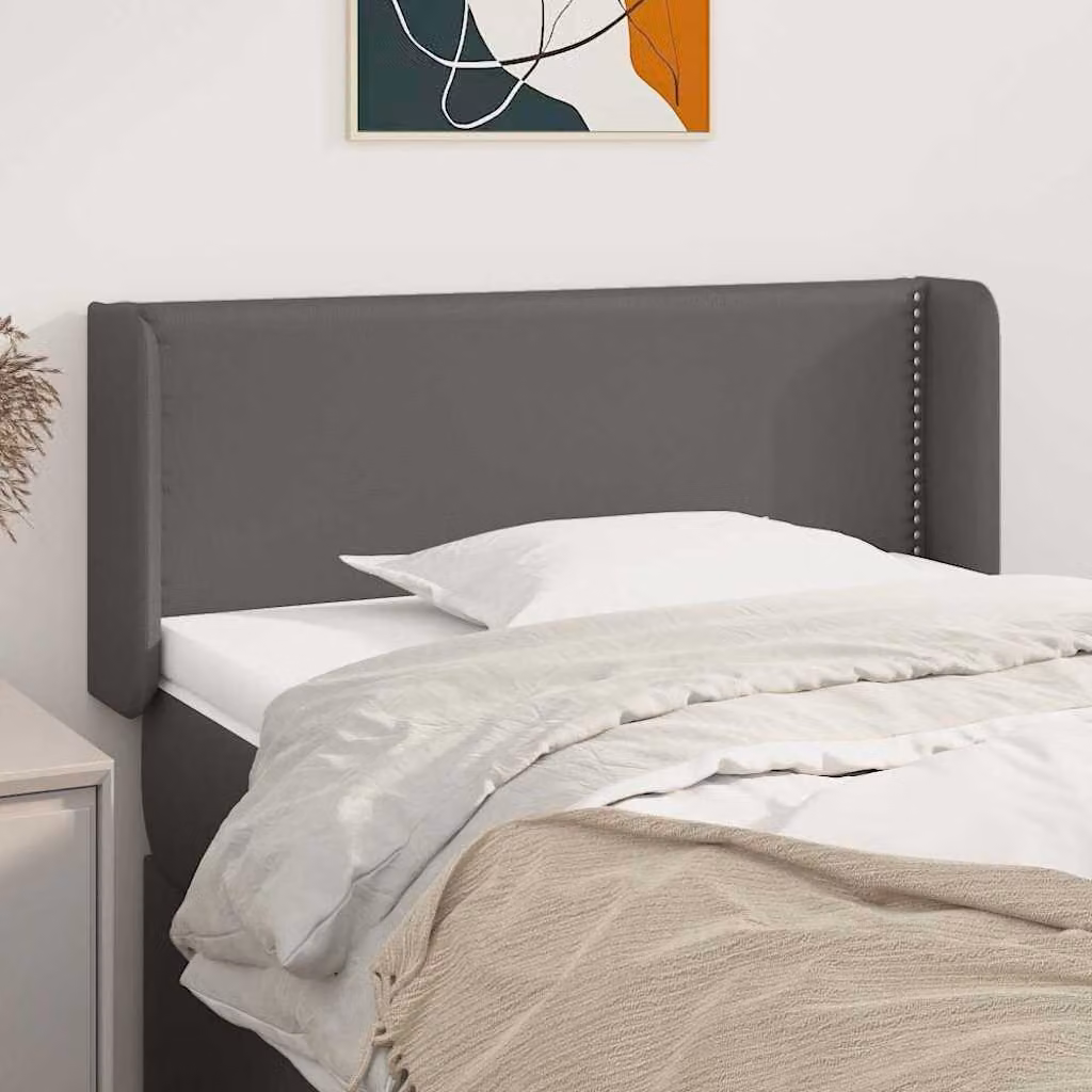 Testiera ad orecchio vidaXL in similpelle grigia con struttura in legno, L: 103 cm, P: 16 cm, H: 78-88 cm