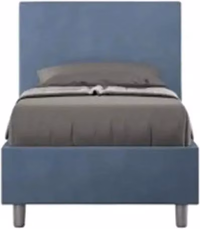 Letto singolo con rete imbottito 90x210 microfibra blu Adele