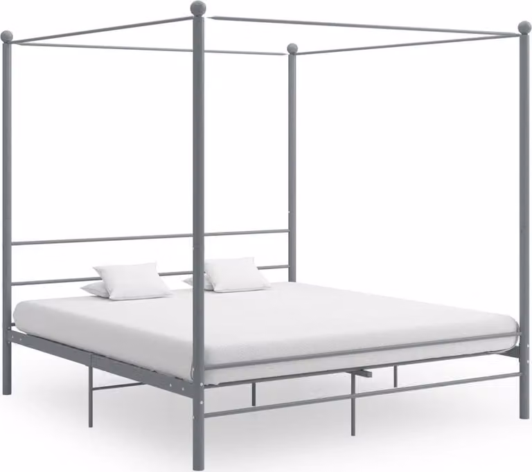 The Living Store letto a baldacchino in metallo grigio 180x200 cm