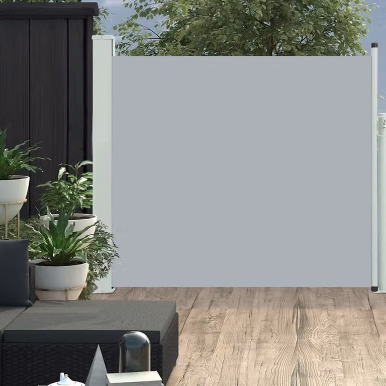 The Living Store Tenda laterale estensibile 100x300 cm Grigio