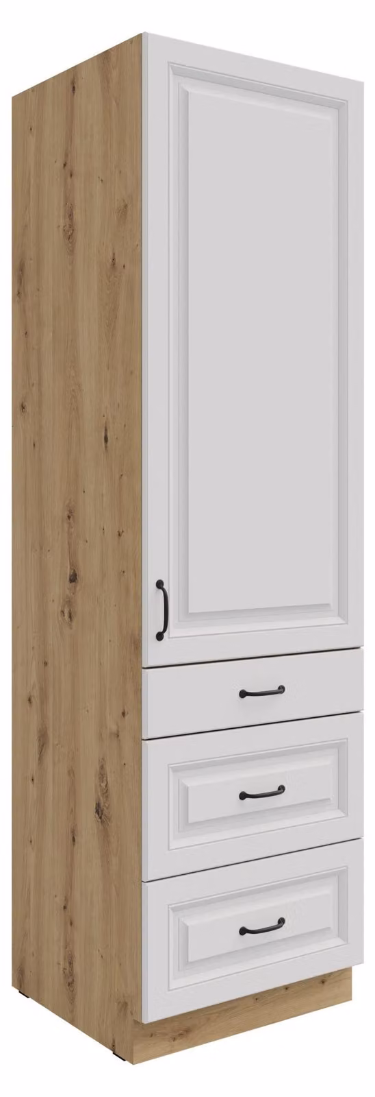 Cucina a colonna 60 cm con cassetti Stilo Bianco + Rovere Cucina artigianale Blocco cucina Cucina componibile Cucina rustica