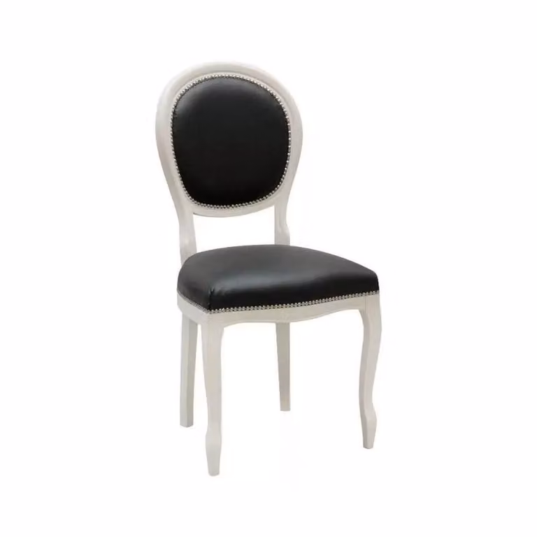 Set di 2 sedie shabby chic in legno di faggio e ecopelle nera Mobili 2G L/P/H: 50 x 47 x 100 cm