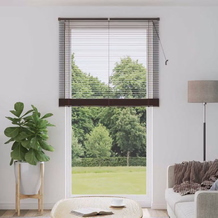 vidaXL Tenda Veneziana Marrone con Motivo in PVC Semi-trasparente L: 120 cm, H: 213 cm