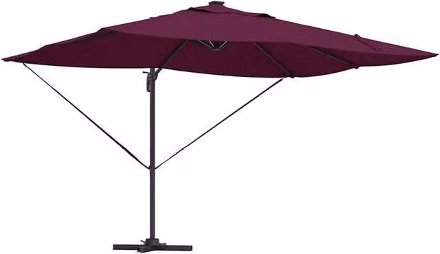 Ombrellone a braccio inclinabile moderno da giardino e terrazzo 352 x 251 x 265 cm in poliestere bordeaux 02_0058705