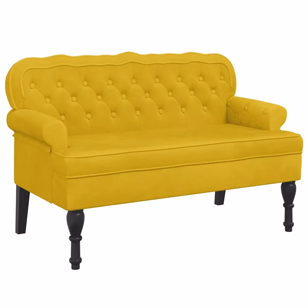 Panca con Schienale vidaXL in Velluto Giallo L: 119,5 cm, P: 64,5 cm, H: 75 cm – 2