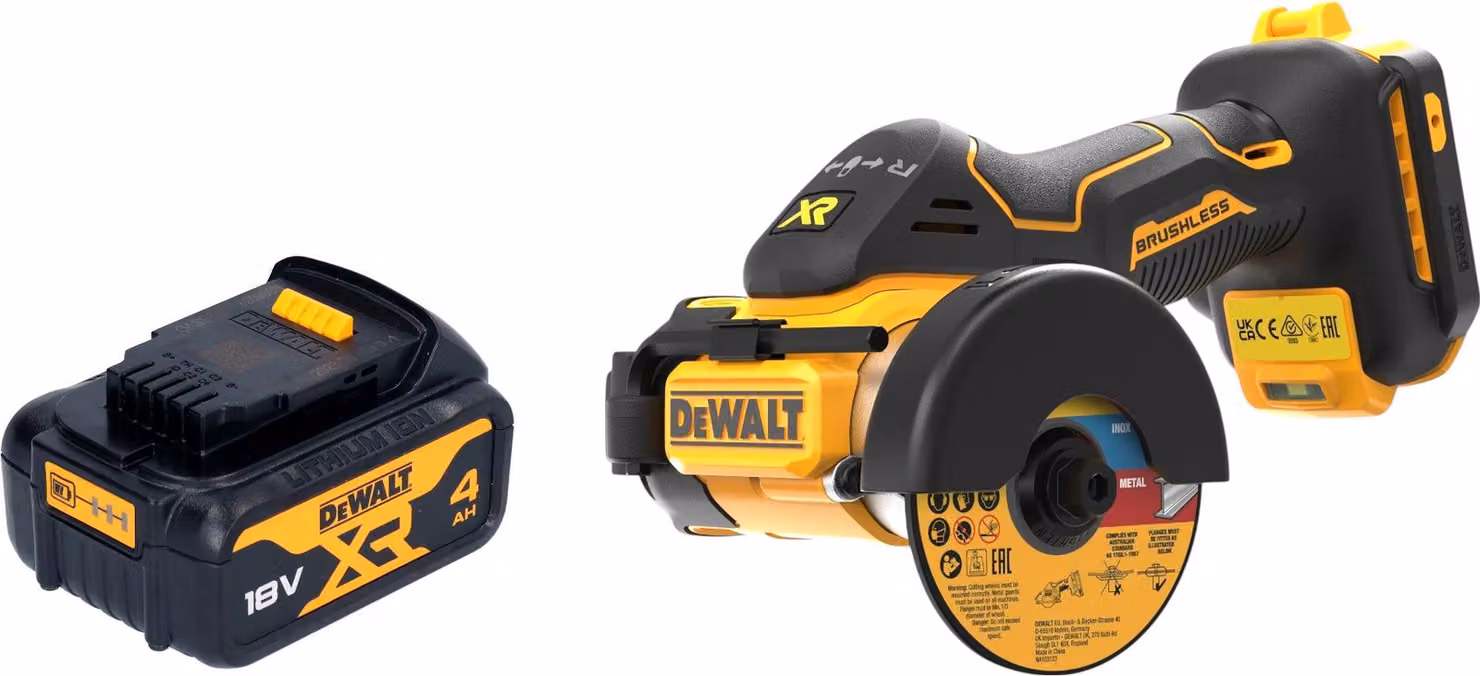 Taglierina multimateriale a batteria DeWalt DCS 438 N 18 V 76 mm Brushless + 1 batteria 4,0 Ah - senza caricabatteria