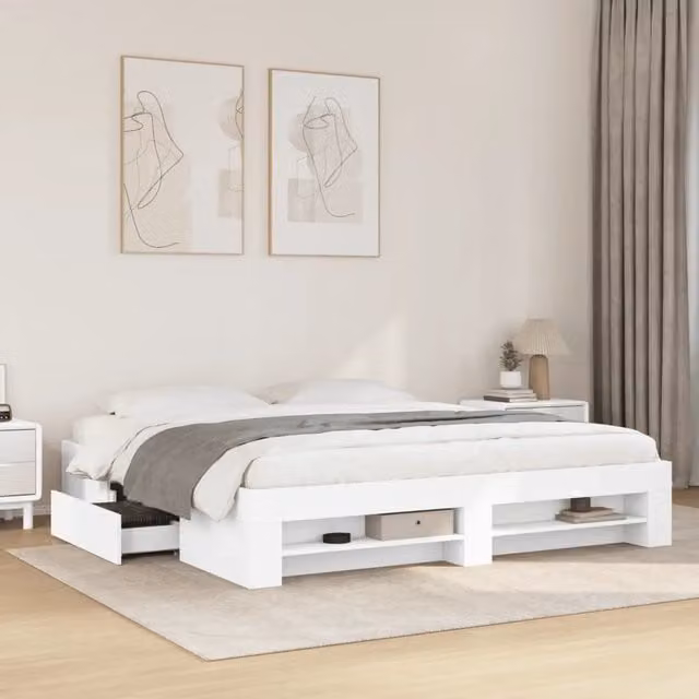 Giroletto senza Materasso-Struttura Letto Bianco 180x200 cm Legno Multistrato 776131