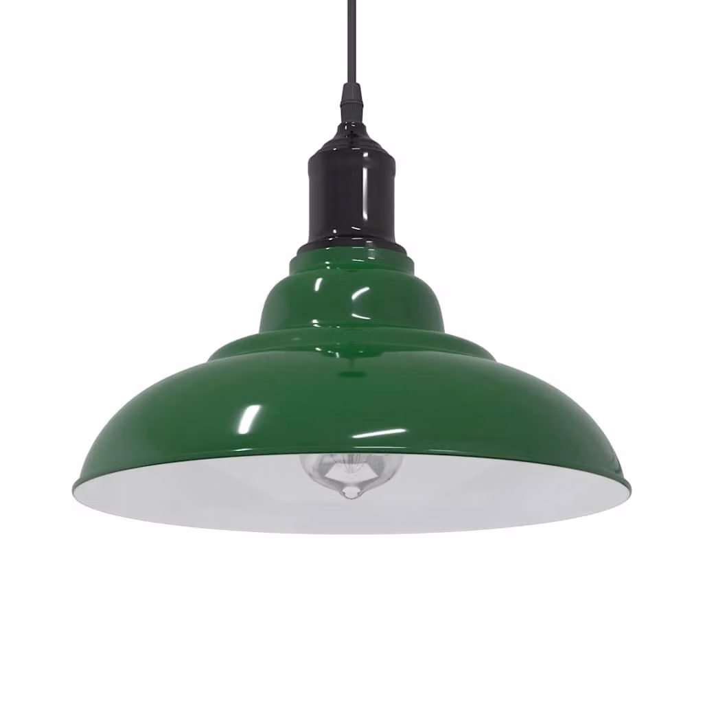 Lampada a sospensione regolabile vidaXL in metallo verde con design a cupola e attacco E27