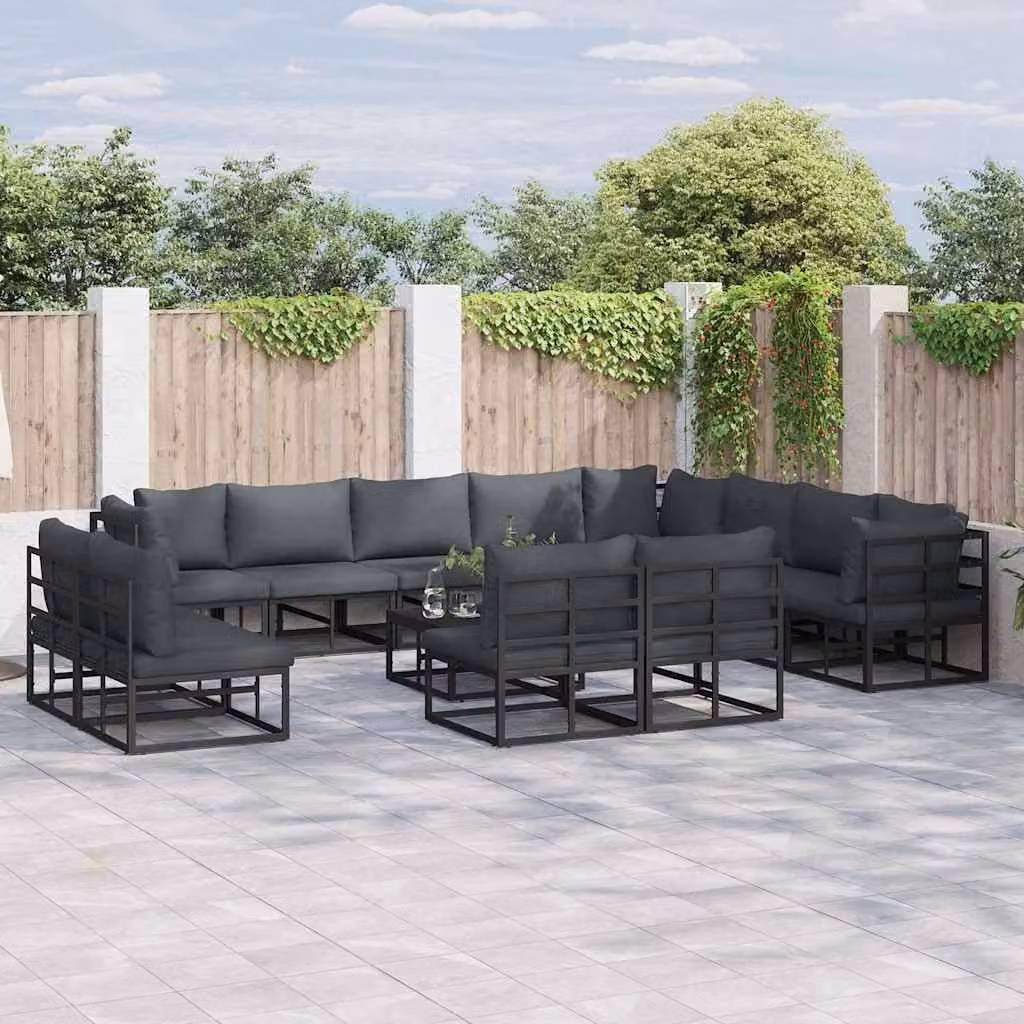 Maison Exclusive - Set da giardino composto da 13 pezzi, colore nero, in alluminio