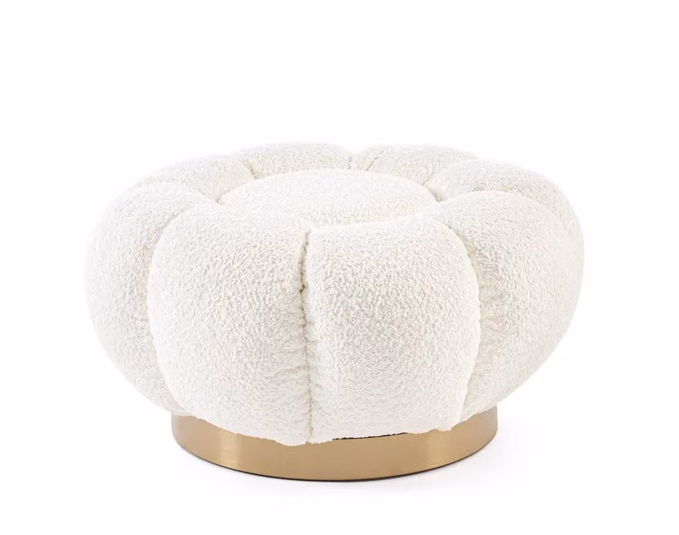 Pouf FLOREL in tessuto effetto bouclé bianco