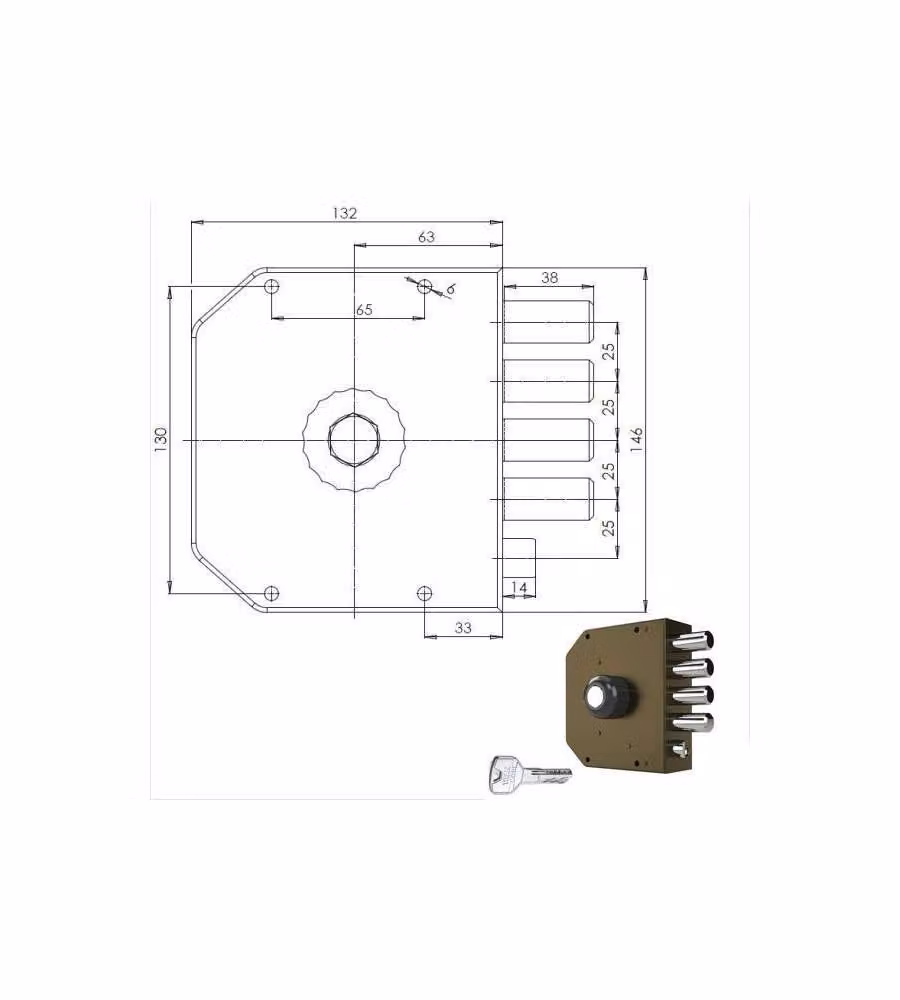 Serratura Sicura Semplice Sx Pompa 3050 Mc Cr