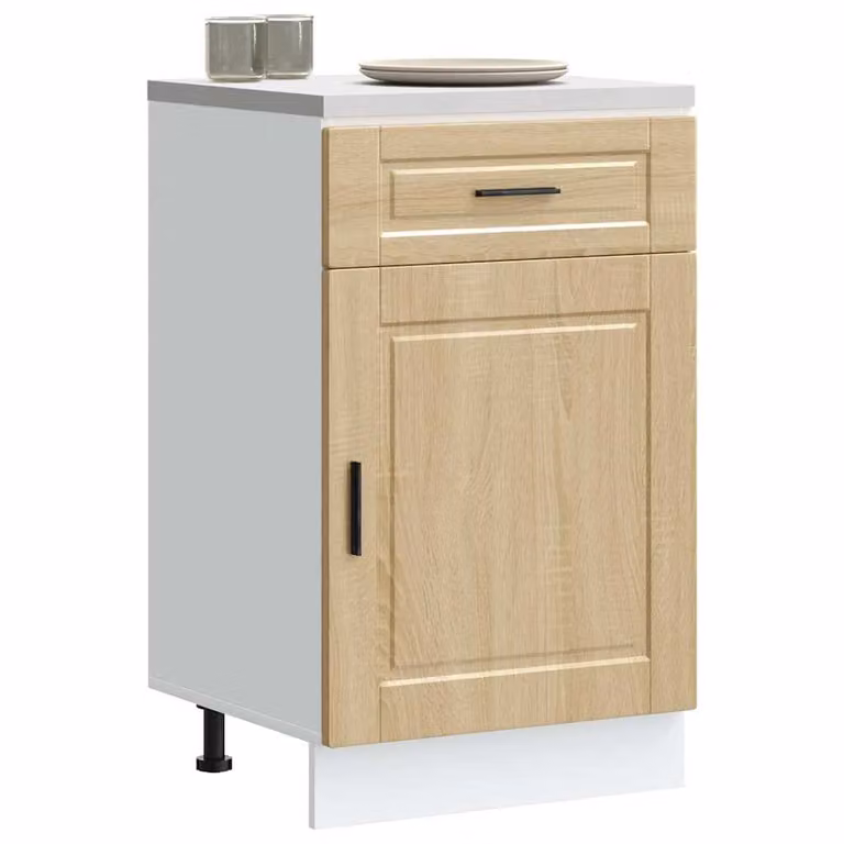 Base da cucina moderna vidaXL Porto Rovere Sonoma in legno multistrato e MDF, colore bianco e marrone, L: 81,5 cm, P: 46,0 cm, H: 50,0 cm
