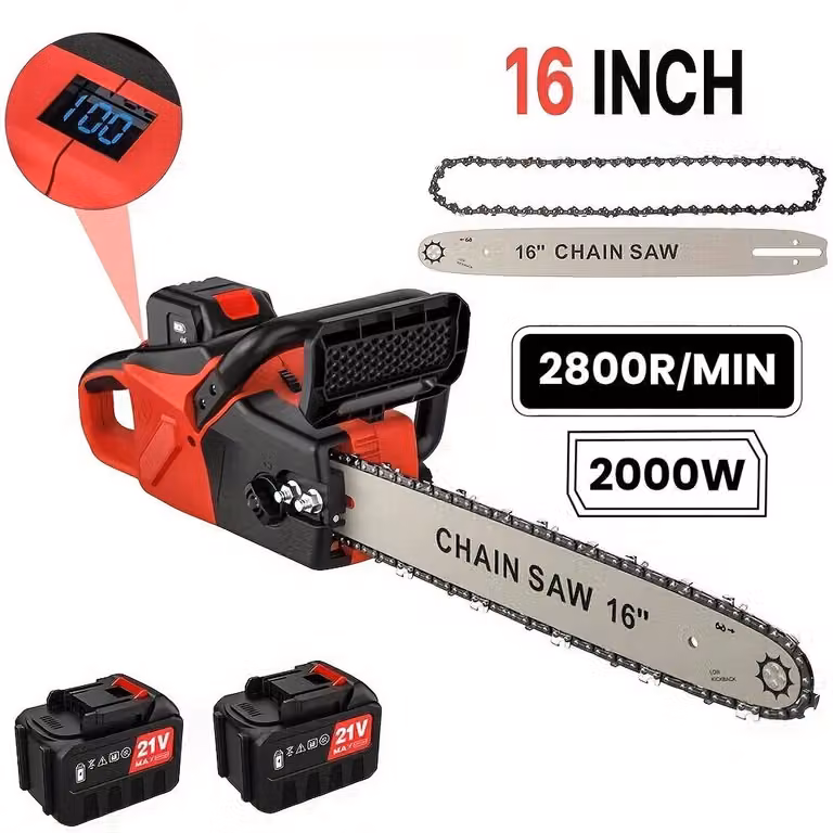 Troncatrice a batteria - 40 cm - Motore brushless - Lubrificazione automatica della catena - Senza fili - 2 batterie - Marca: Rot 3