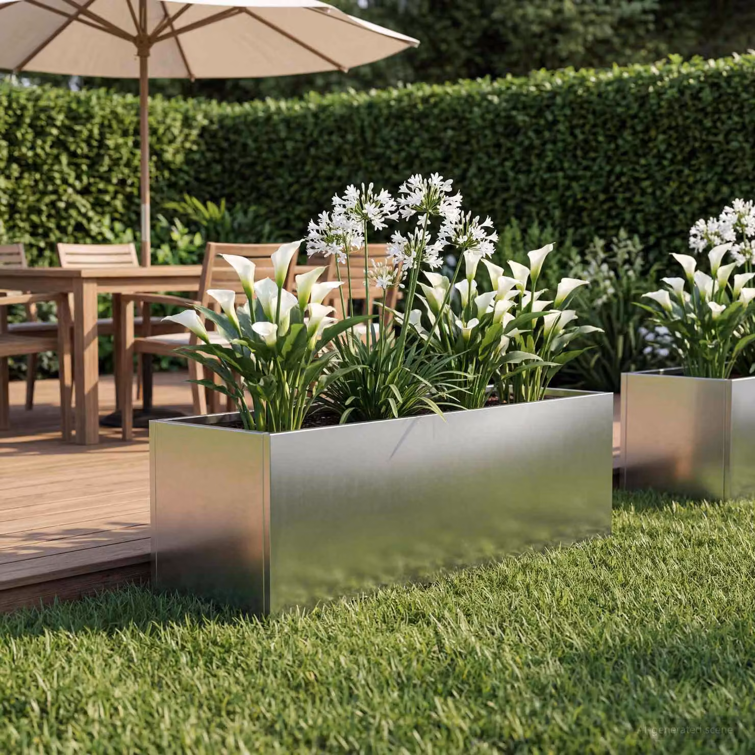 Vaso da giardino vidaXL in acciaio inox color argento L: 60 cm, P: 20 cm, H: 20 cm