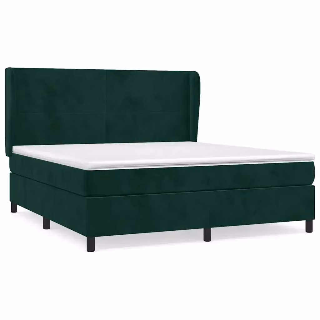 Letto Ibrido vidaXL con Struttura in Legno di Larice e Rivestimento in Velluto Verde Scuro e Bianco L/P/H: 183 x 203 x 128 cm – 2