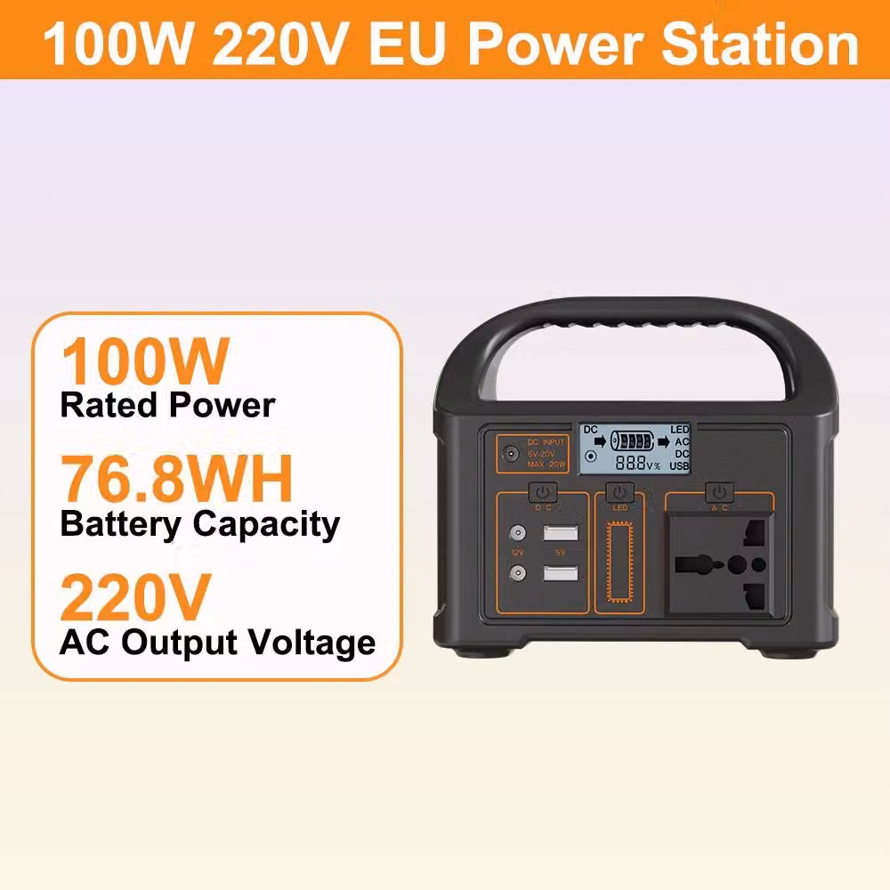 Centralina portatile – Generatore solare – 100 W – 220 V – 460 Wh – Batteria LiFePO4 – Onda sinusoidale pura – Spina europea