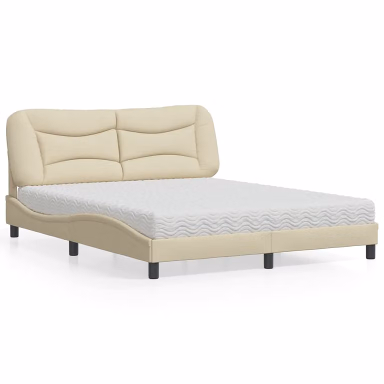 Letto con Materasso Hvar vidaXL in Tessuto Beige, L/P: 160 x 200 cm