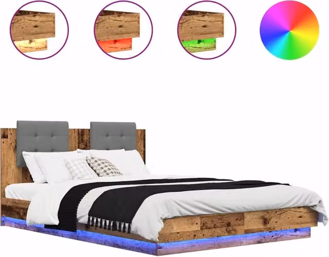 Letto matrimoniale | Letto per adulti | Struttura letto con testata Legno vecchio 120 x 200 cm