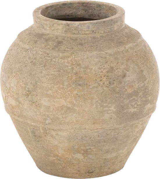 Vaso per fiori J-Line in cemento beige di forma rotonda per tavolo, Diametro: 38 cm