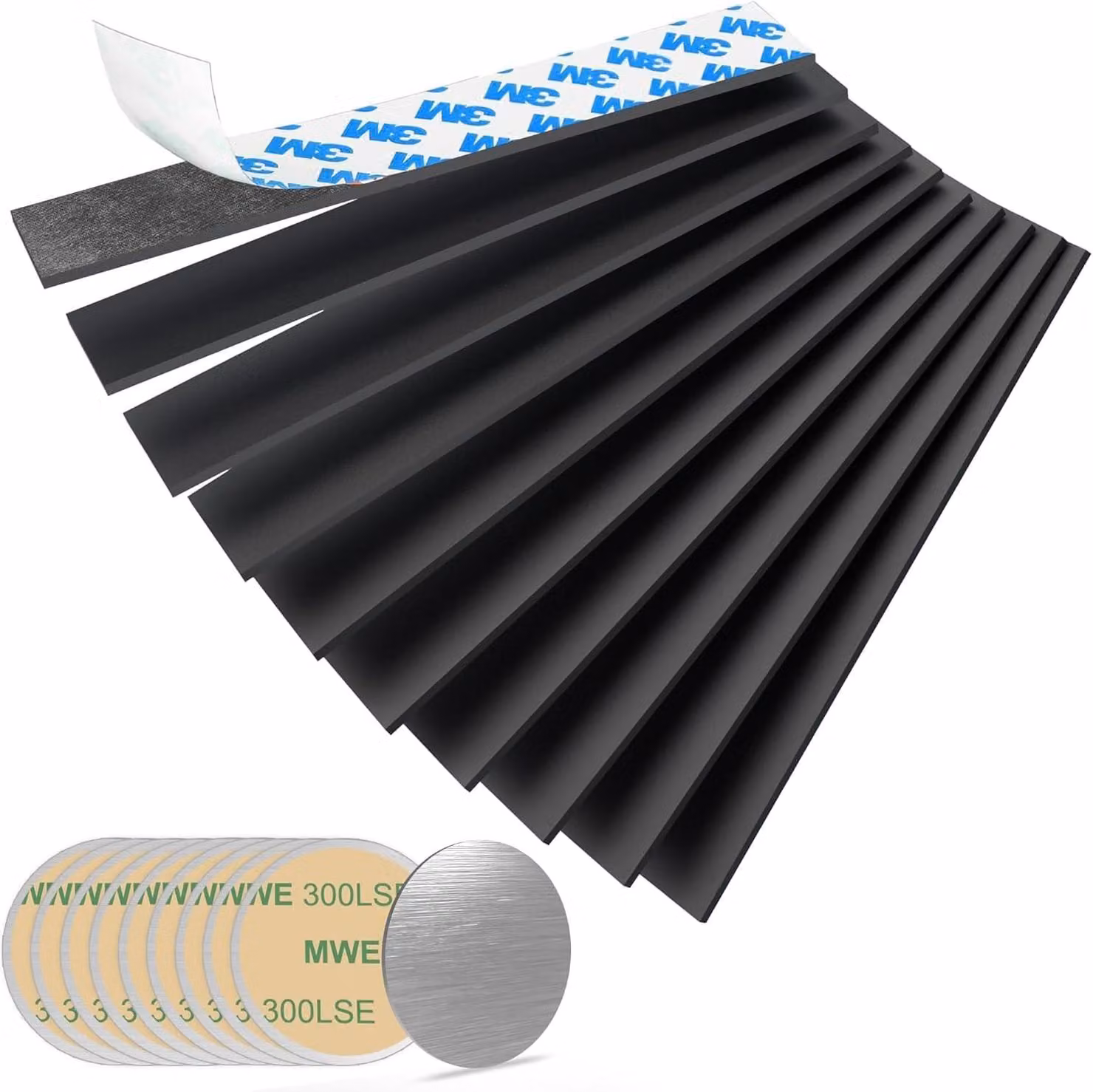 Strisce magnetiche autoadesive, nastro magnetico resistente, 10 pezzi, tagliabili, per scaffali