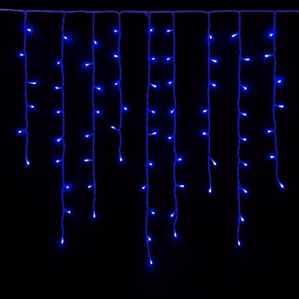 Tenda luminosa con 200 LED, lunghezza 5 metri, colore blu, grado di protezione IP65, espandibile