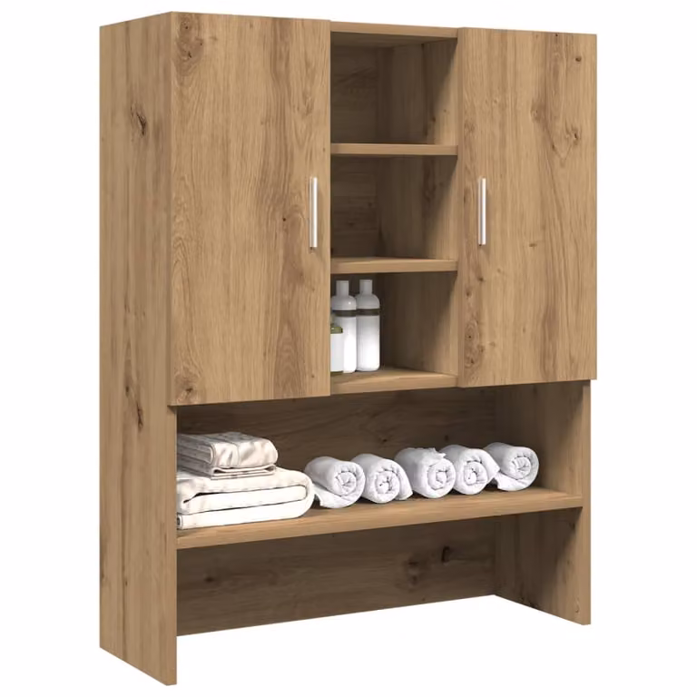 Mobile per lavatrice vidaXL in legno marrone con ante a battente e ripiani interni, L 70,5 cm x P 25,5 cm x H 90 cm
