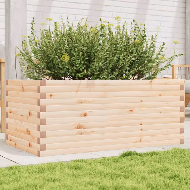 vidaXL Fioriera da Giardino in Legno di Pino, Colore Marrone/Beige, L 110 x P 60 x H 45,5 cm