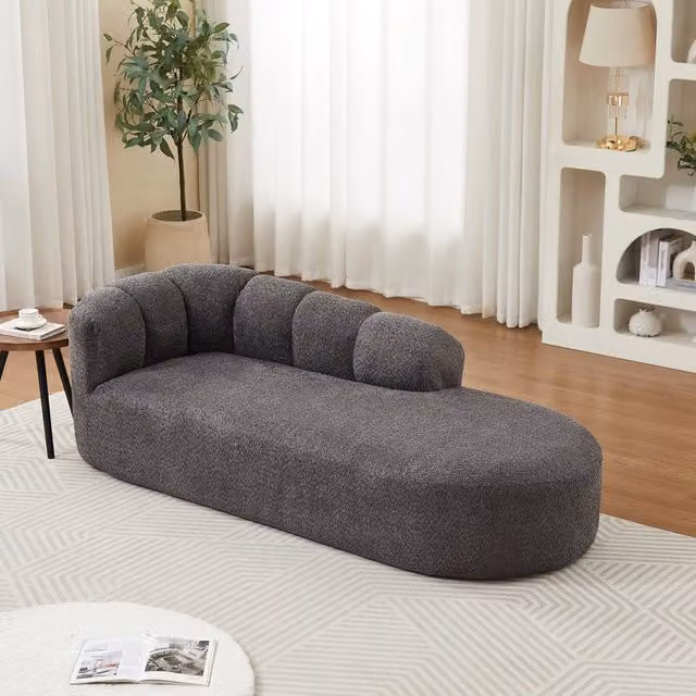 Chaise Longue Relax ¨C Minimal ¨C Tessuto chenille grigio scuro senza braccioli per soggiorno