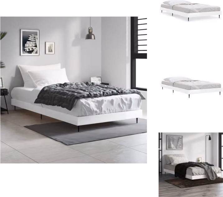vidaXL Struttura letto bianca lucida 90x200 cm in legno - Letti e strutture letto